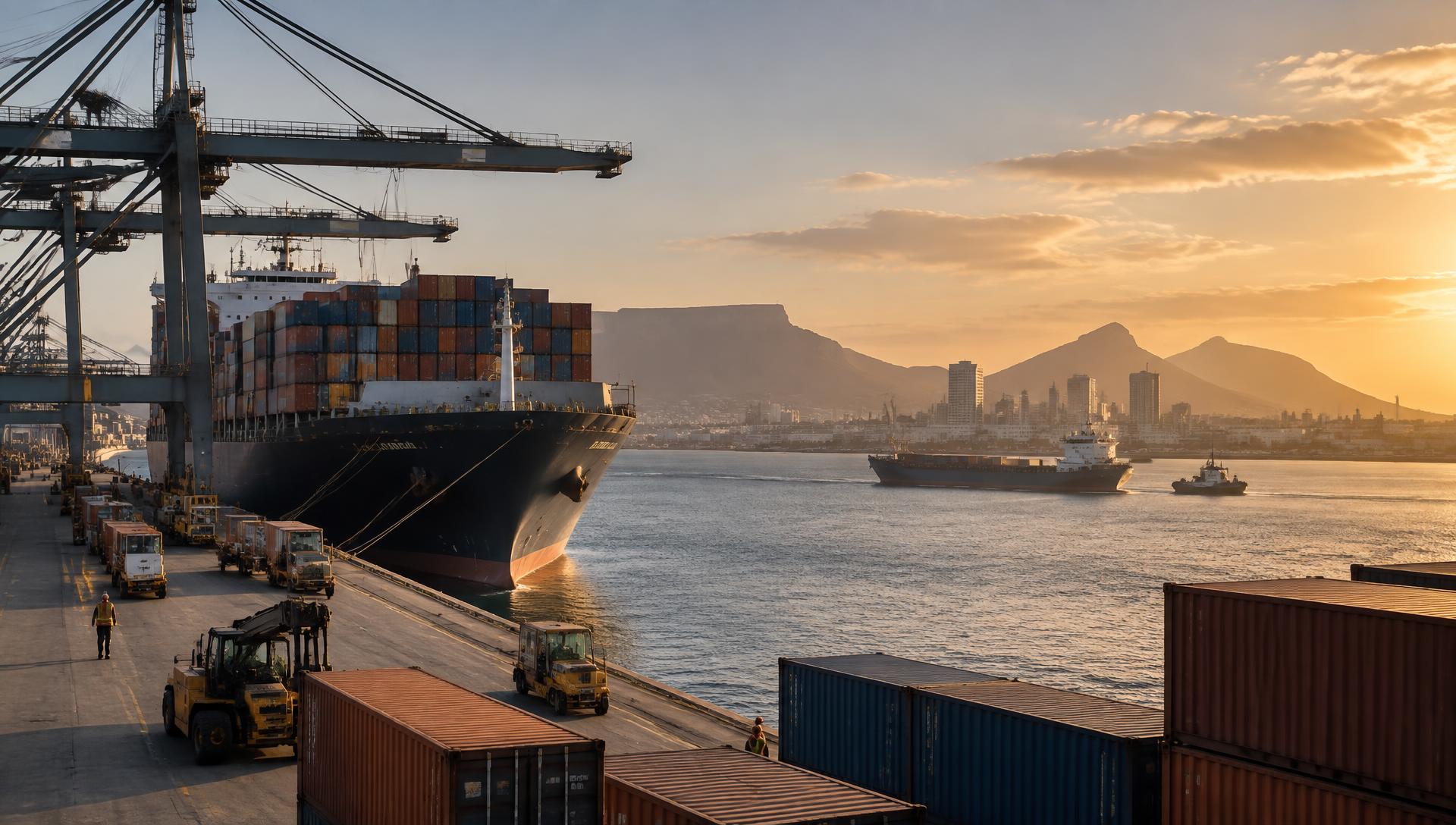 Container shipping environment serving African commercial markets
